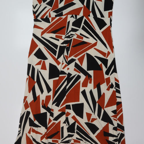 Wallius Womens Multicoloured Geometric Viscose Maxi Size 18 V-Neck Pullover