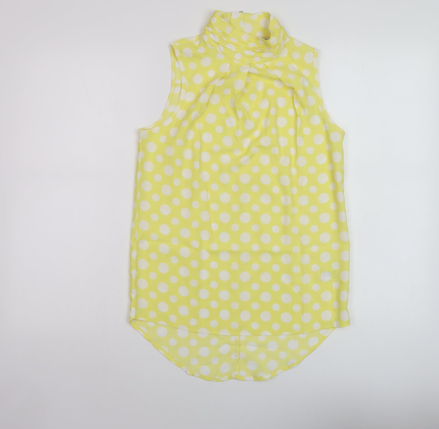 NEXT Womens Yellow Polka Dot Polyester Basic Tank Size 8 Mock Neck