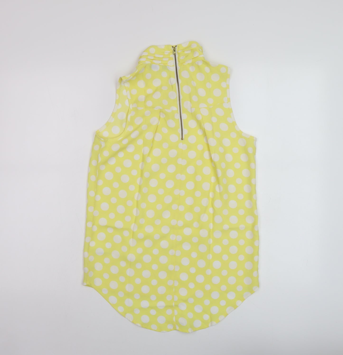 NEXT Womens Yellow Polka Dot Polyester Basic Tank Size 8 Mock Neck