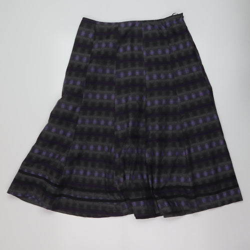 Per Una Womens Grey Geometric Polyester A-Line Skirt Size 12 Zip