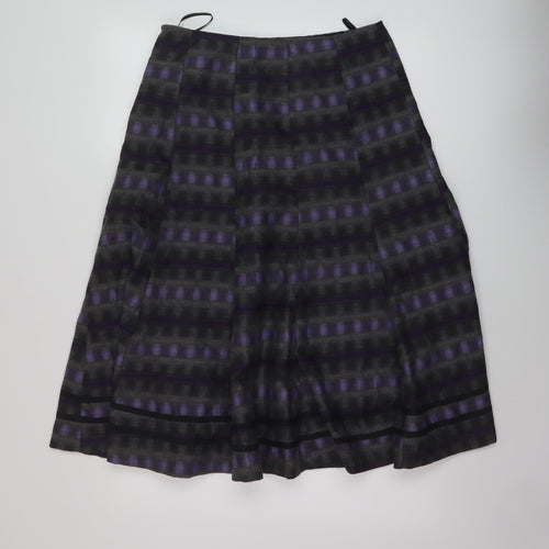 Per Una Womens Grey Geometric Polyester A-Line Skirt Size 12 Zip