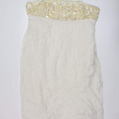 Marks and Spencer Womens Beige Cotton A-Line Size 20 Square Neck Zip