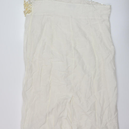 Marks and Spencer Womens Beige Cotton A-Line Size 20 Square Neck Zip