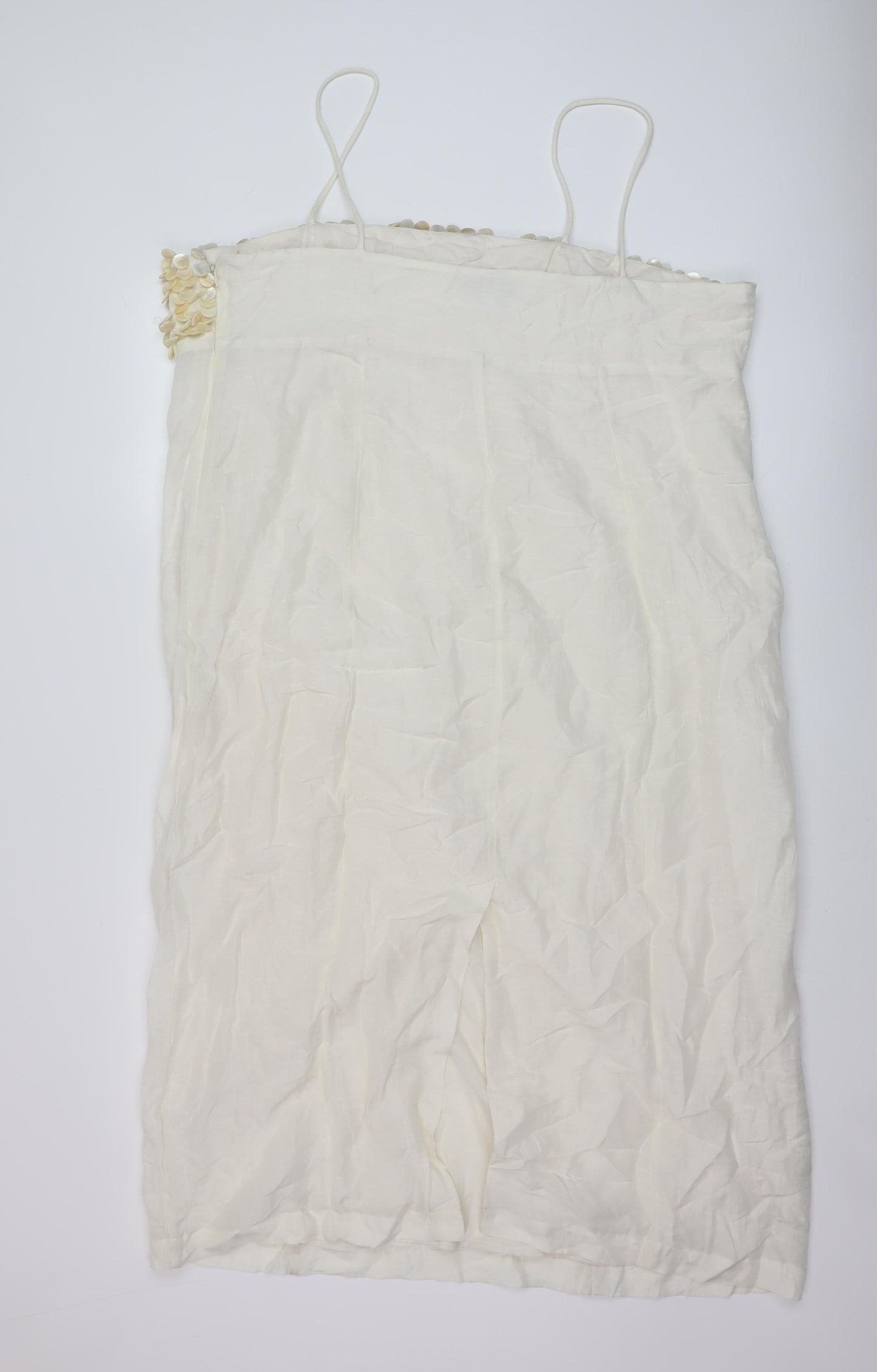 Marks and Spencer Womens Beige Cotton A-Line Size 20 Square Neck Zip