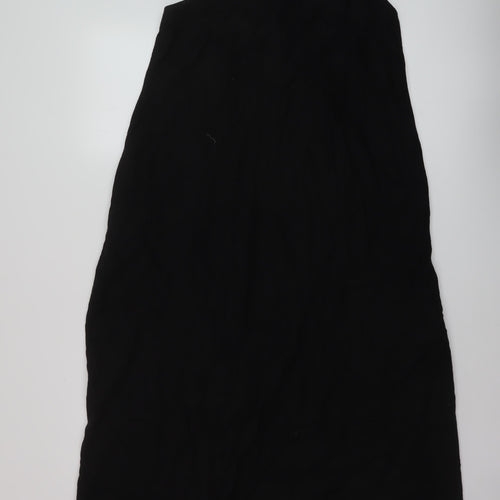 Marks and Spencer Womens Black Linen A-Line Size 8 Square Neck Pullover