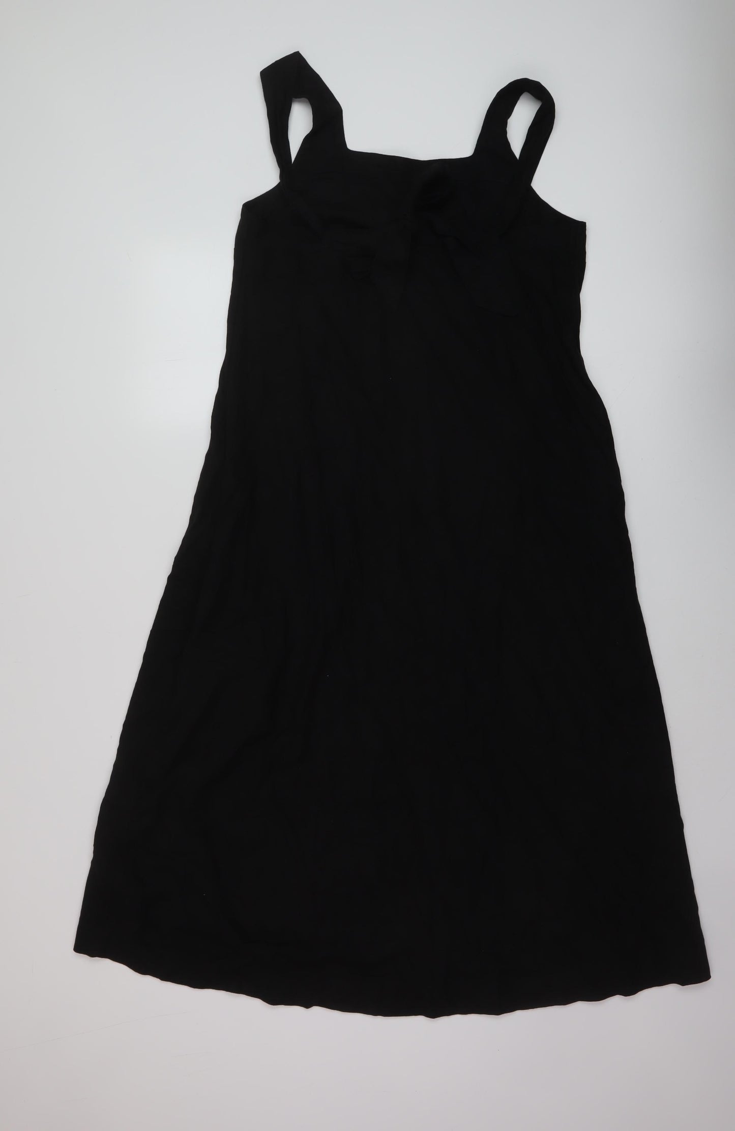 Marks and Spencer Womens Black Linen A-Line Size 8 Square Neck Pullover