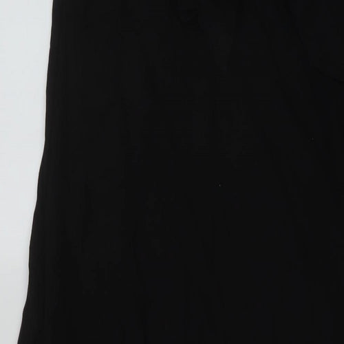 Marks and Spencer Womens Black Linen A-Line Size 8 Square Neck Pullover