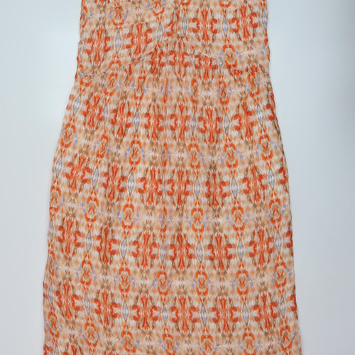 Marks and Spencer Womens Orange Geometric Modal A-Line Size 10 V-Neck Pullover