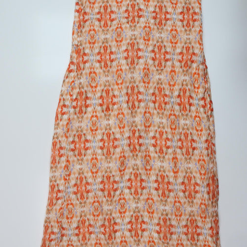 Marks and Spencer Womens Orange Geometric Modal A-Line Size 10 V-Neck Pullover