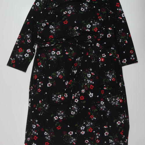 Havren Womens Beige Floral Polyester Sheath Size 18 Round Neck Pullover