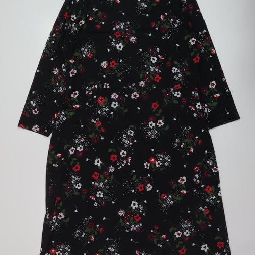 Havren Womens Beige Floral Polyester Sheath Size 18 Round Neck Pullover
