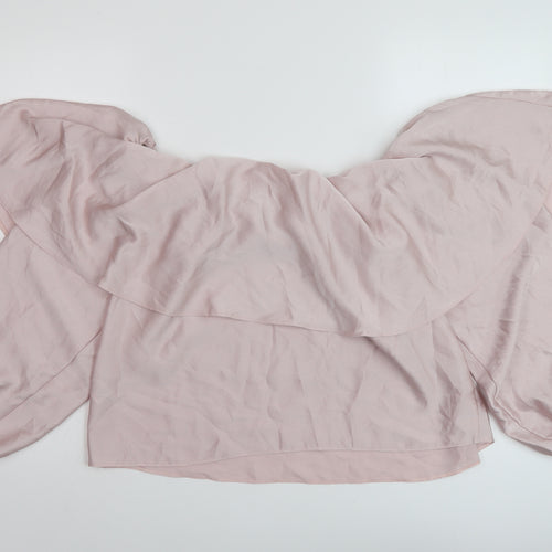 River Island Womens Pink Polyester Basic Blouse Size 14 Square Neck