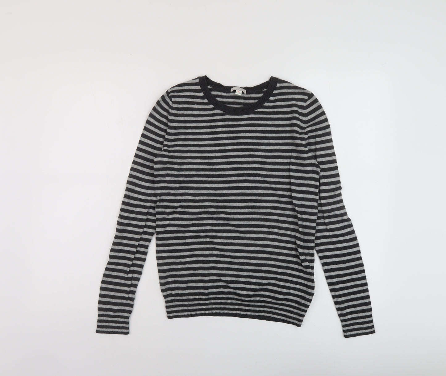 Gap Womens Grey Round Neck Striped Cotton Pullover Jumper Size XS