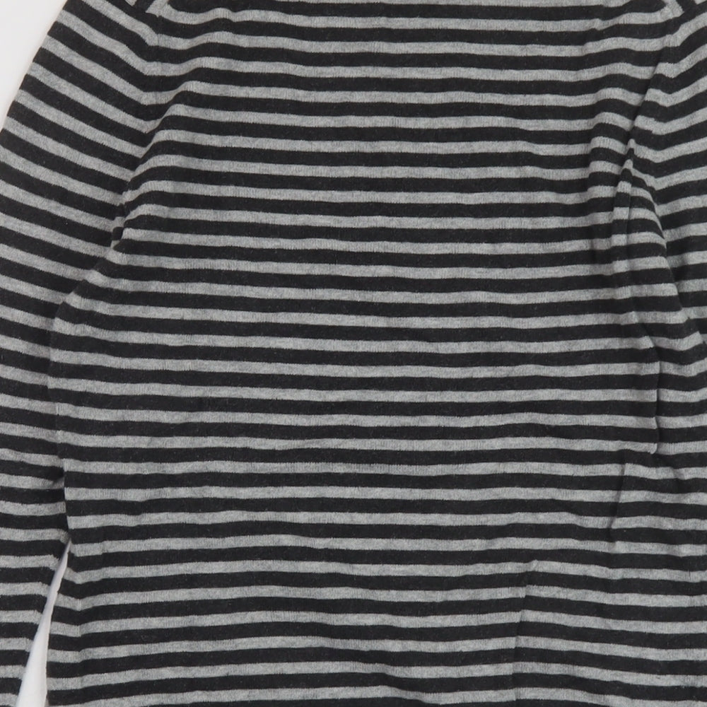 Gap Womens Grey Round Neck Striped Cotton Pullover Jumper Size XS