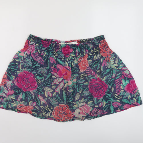 H&M Womens Multicoloured Floral Cotton Skater Skirt Size 10