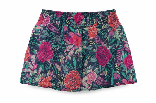 Front view of H&M women’s multicoloured floral cotton skater skirt, size UK 10