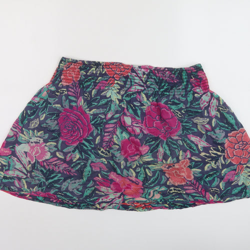 H&M Womens Multicoloured Floral Cotton Skater Skirt Size 10