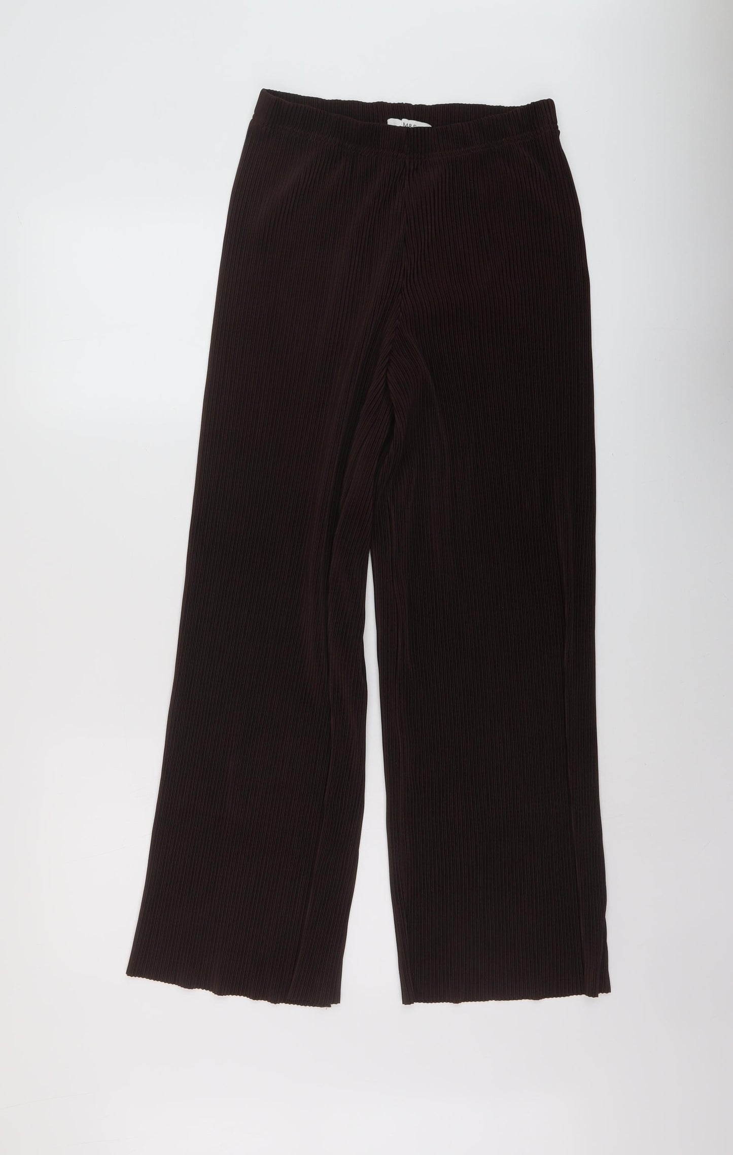 Marks and Spencer Womens Brown Polyester Trousers Size 8 L28 in Regular