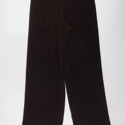 Marks and Spencer Womens Brown Polyester Trousers Size 8 L28 in Regular