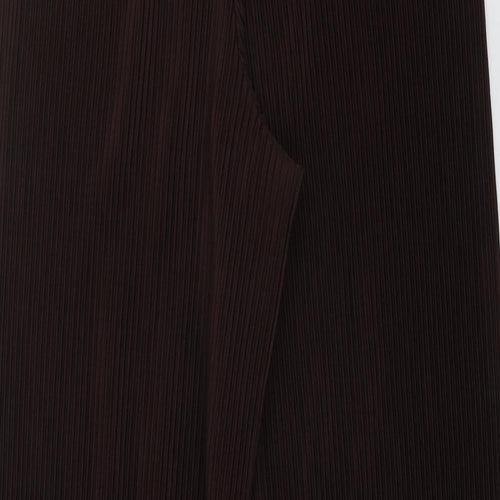 Marks and Spencer Womens Brown Polyester Trousers Size 8 L28 in Regular