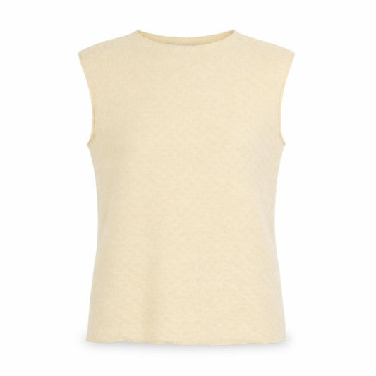 Front view of Marks & Spencer women’s beige polyester basic tank, size UK 12, mock neck