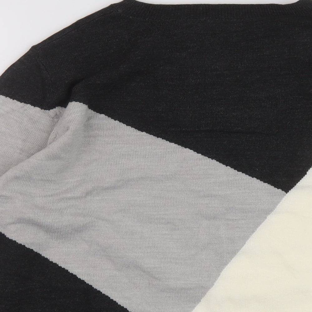 Marks and Spencer Womens Green Crew Neck Geometric Acrylic Pullover Jumper Size 16