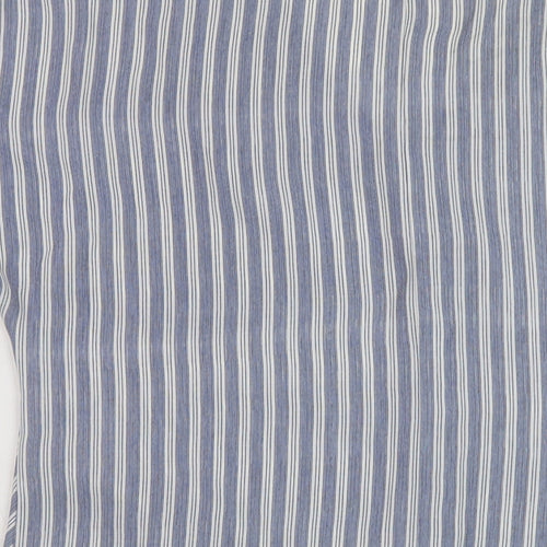 West Kei Womens Blue Striped Polyester Basic Blouse Size 12 V-Neck