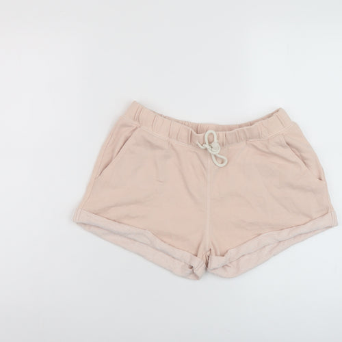 H&M Womens Pink Polyester Basic Shorts Size S L3 in Regular Drawstring