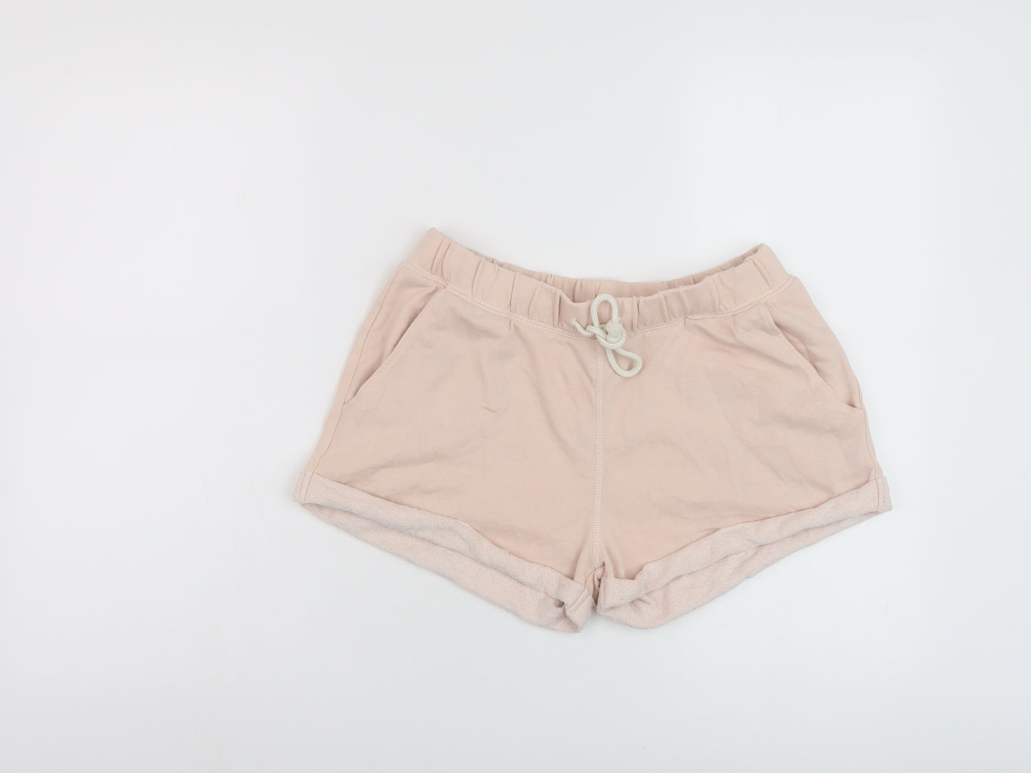 H&M Womens Pink Polyester Basic Shorts Size S L3 in Regular Drawstring