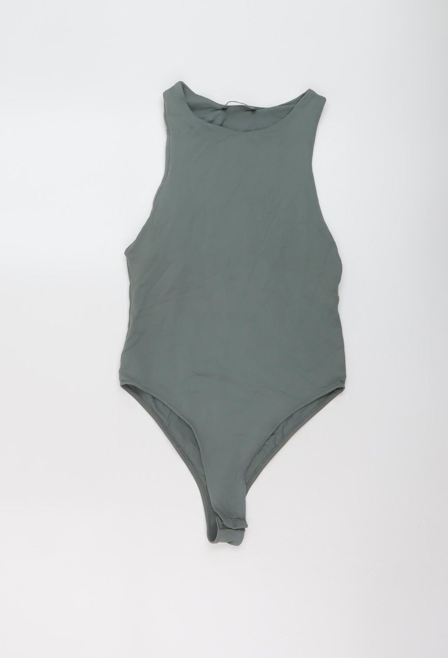 Zara Womens Green Polyester Bodysuit One-Piece Size S Snap