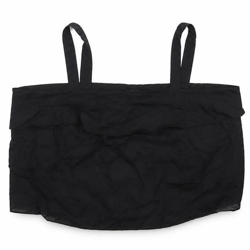 Marks and Spencer Womens Black Linen Cropped Tank Size 22 Square Neck