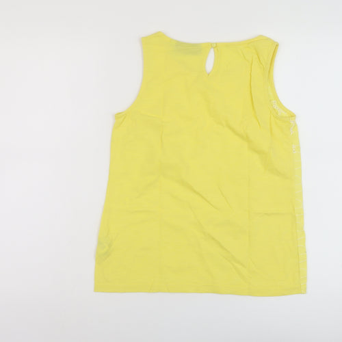 NEXT Womens Yellow Floral Cotton Basic Tank Size 6 Round Neck