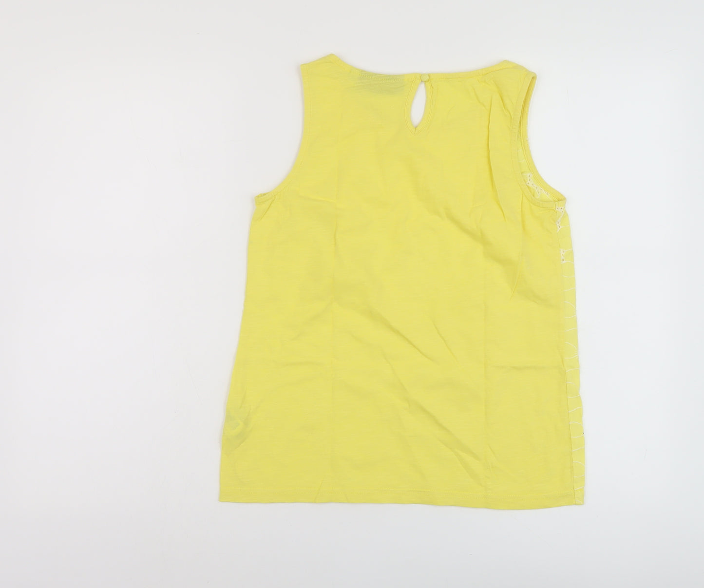 NEXT Womens Yellow Floral Cotton Basic Tank Size 6 Round Neck