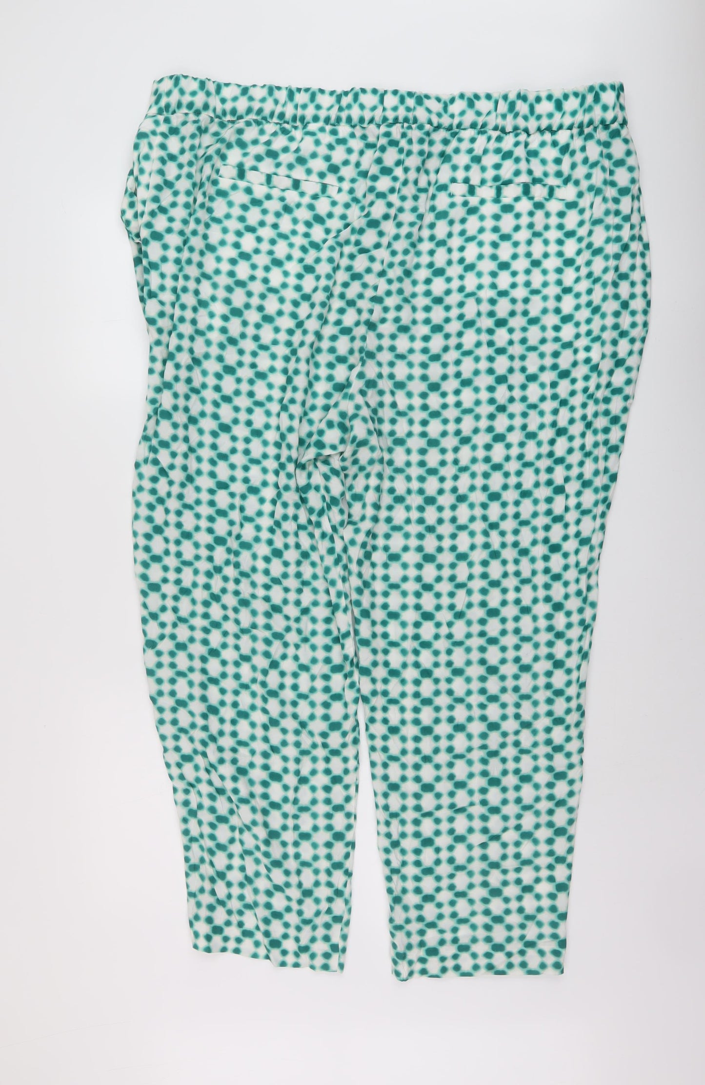 Autograph Womens Green Geometric Polyester Trousers Size 24 L27 in Regular Hook & Eye