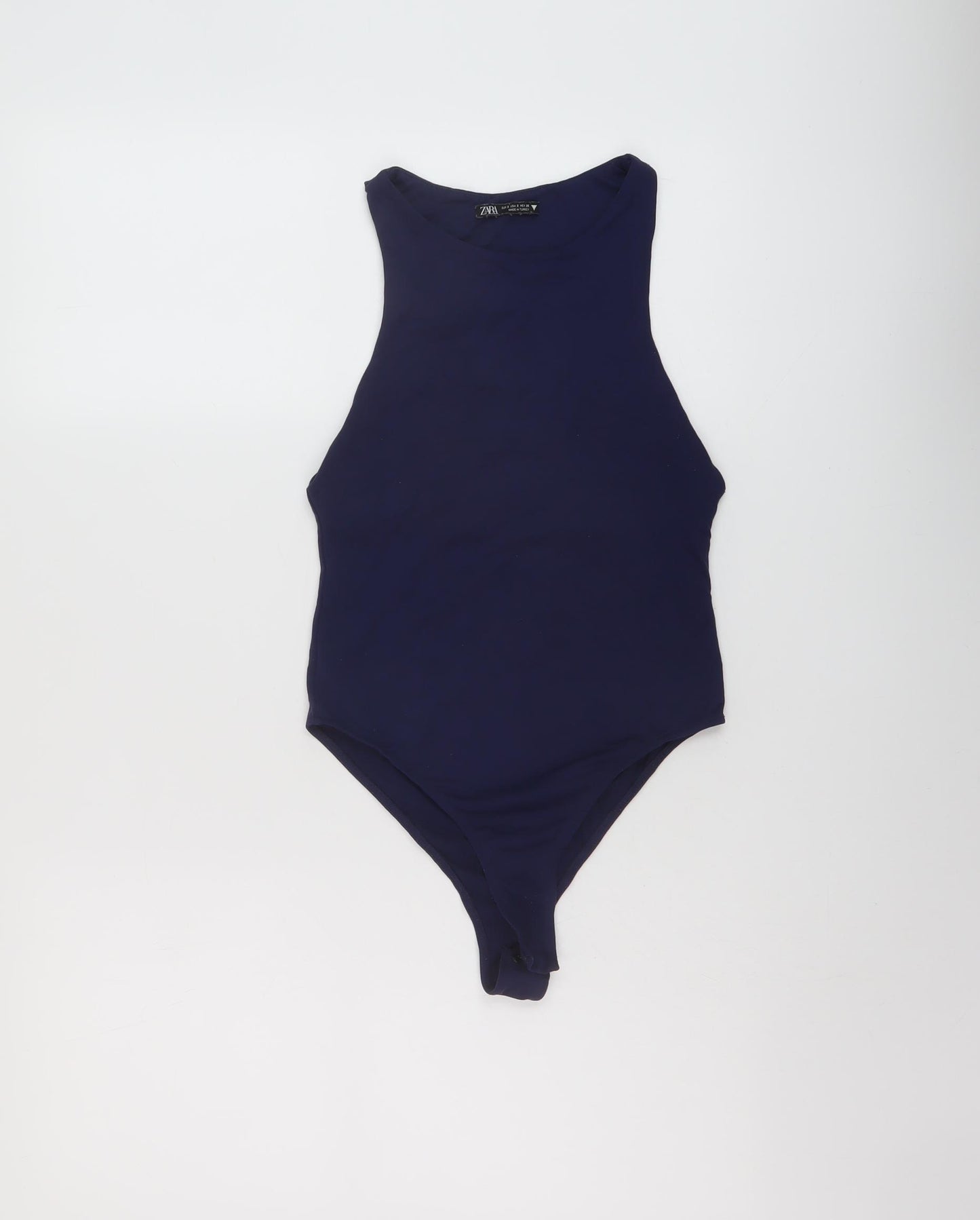 Zara Womens Blue Polyester Bodysuit One-Piece Size S Snap