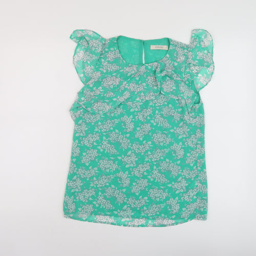 Oasis Womens Green Floral Polyester Basic Tank Size 8 Round Neck