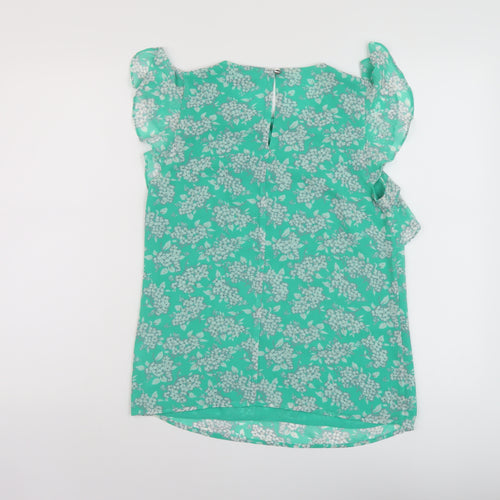 Oasis Womens Green Floral Polyester Basic Tank Size 8 Round Neck