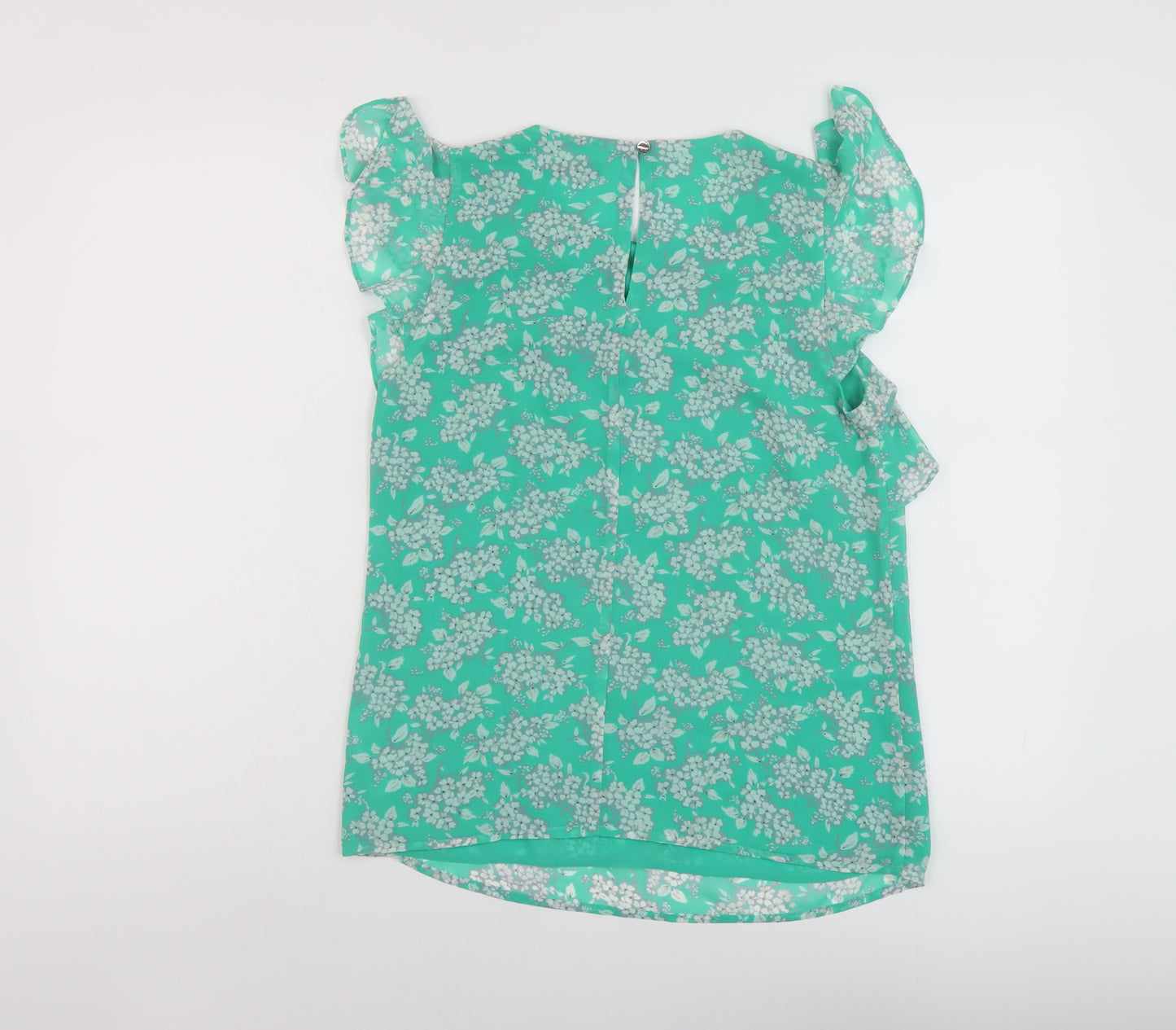 Oasis Womens Green Floral Polyester Basic Tank Size 8 Round Neck