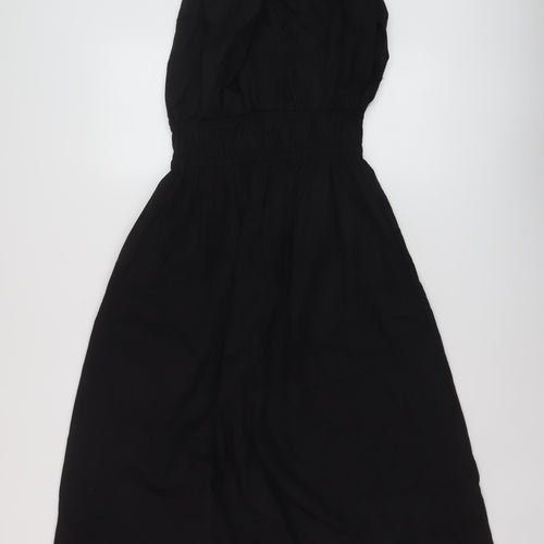 Marks and Spencer Womens Black Cotton A-Line Size 10 Round Neck Pullover