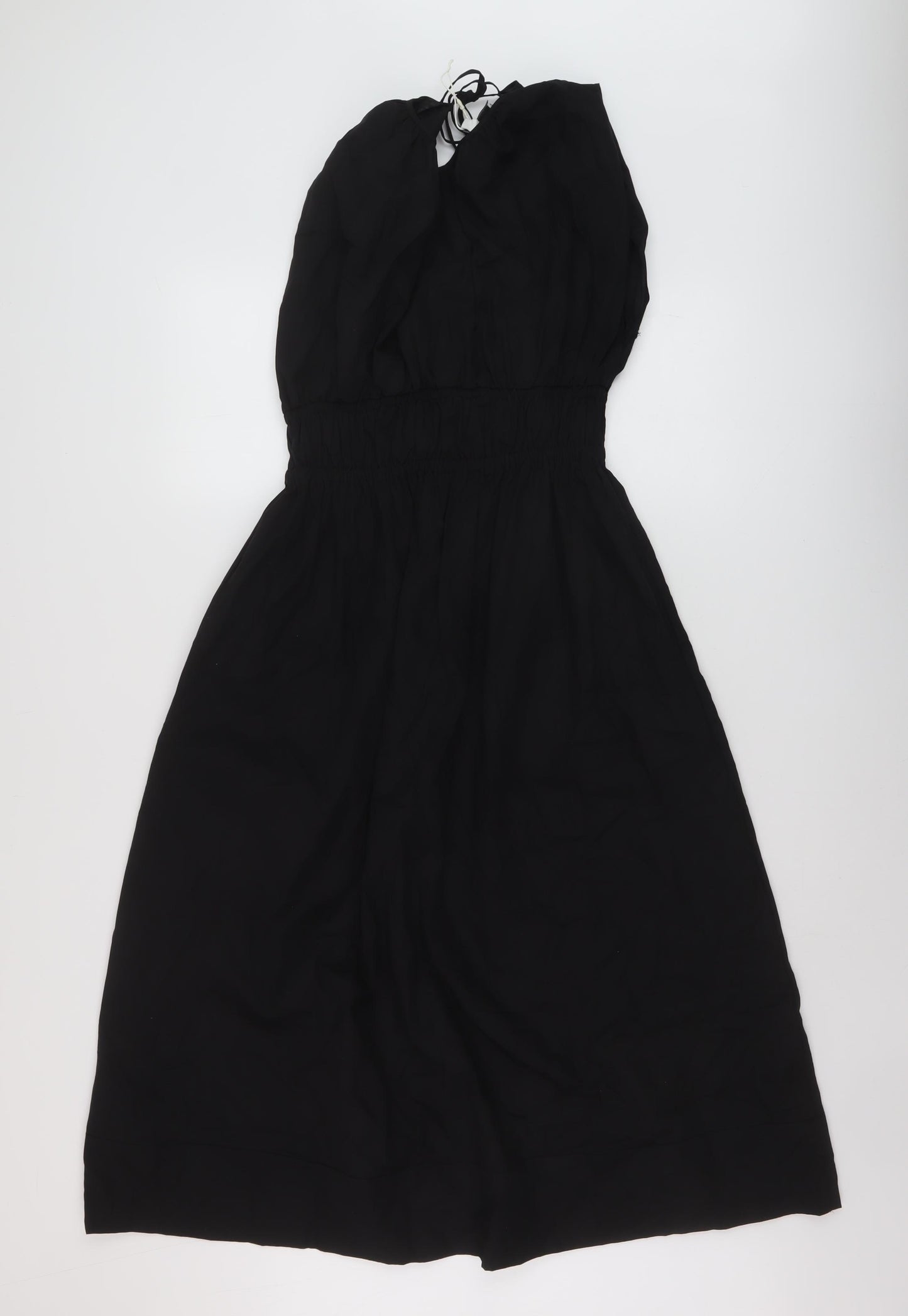 Marks and Spencer Womens Black Cotton A-Line Size 10 Round Neck Pullover