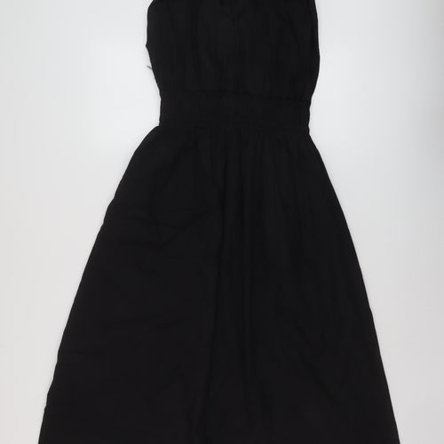 Marks and Spencer Womens Black Cotton A-Line Size 10 Round Neck Pullover