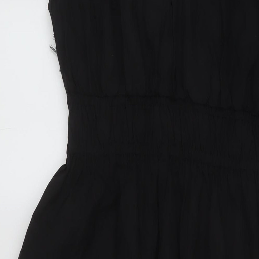 Marks and Spencer Womens Black Cotton A-Line Size 10 Round Neck Pullover
