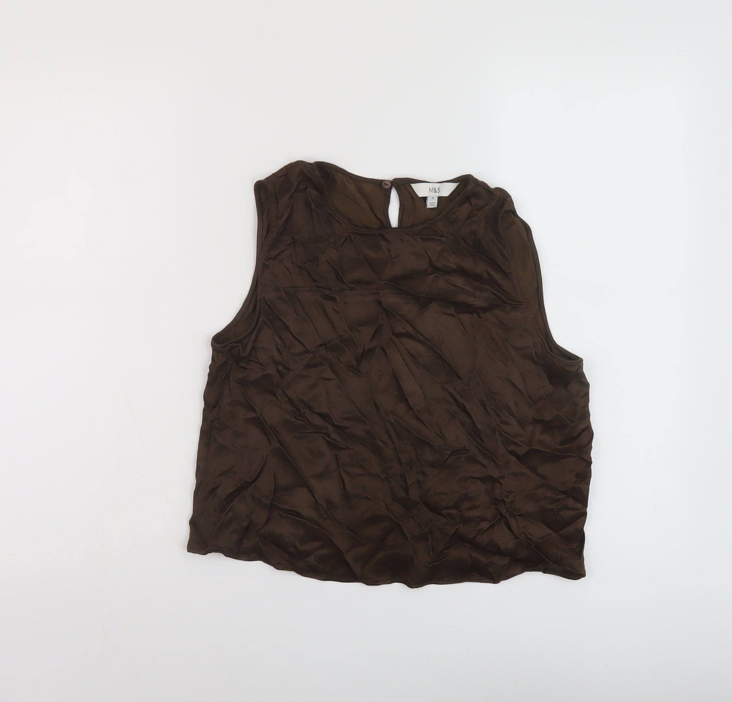 Marks and Spencer Womens Beige Viscose Basic Tank Size 10 Round Neck