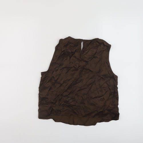 Marks and Spencer Womens Beige Viscose Basic Tank Size 10 Round Neck