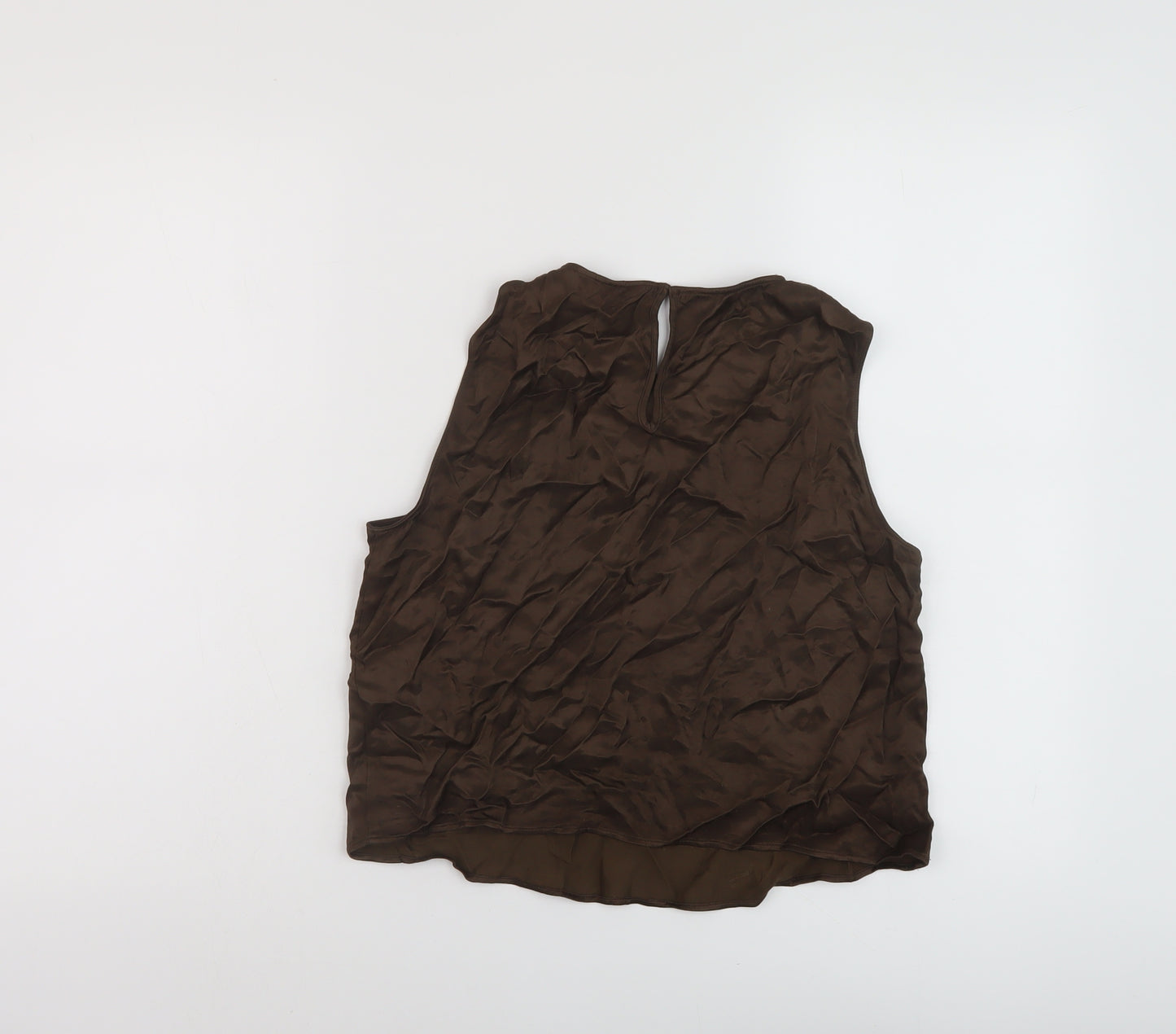 Marks and Spencer Womens Beige Viscose Basic Tank Size 10 Round Neck
