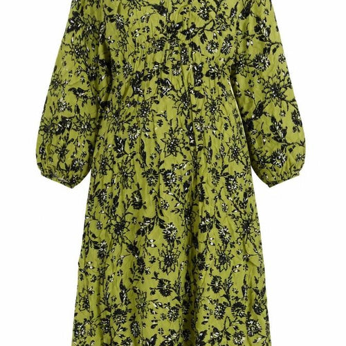 Marks and Spencer Womens Green Floral Viscose A-Line Size 12 V-Neck Pullover