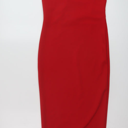 Missguided Womens Red Polyester Bodycon Size 6 Square Neck Pullover
