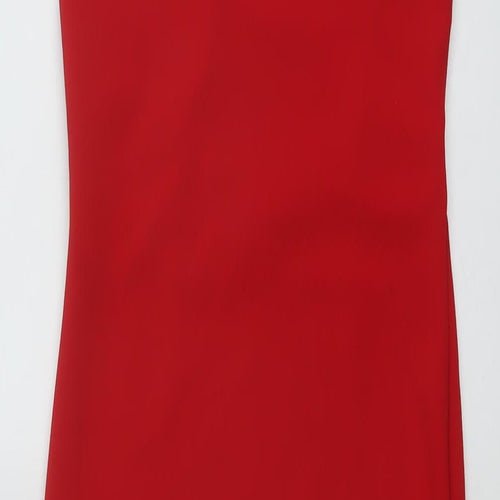 Missguided Womens Red Polyester Bodycon Size 6 Square Neck Pullover