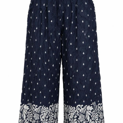 Marks and Spencer Womens Blue Geometric Viscose Trousers Size 10 L23 in Regular Drawstring