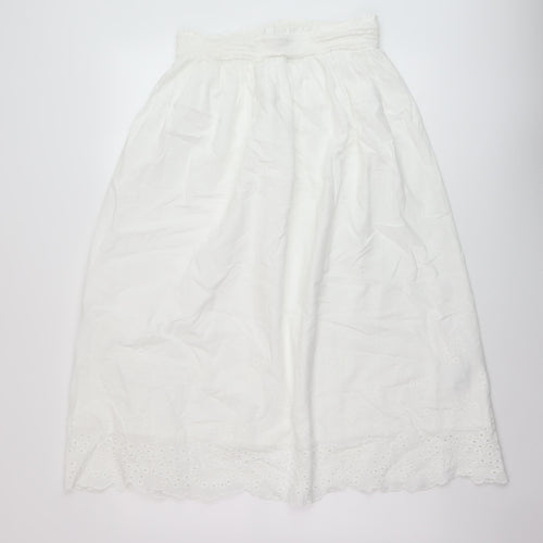 Marks and Spencer Womens White Cotton A-Line Skirt Size 12